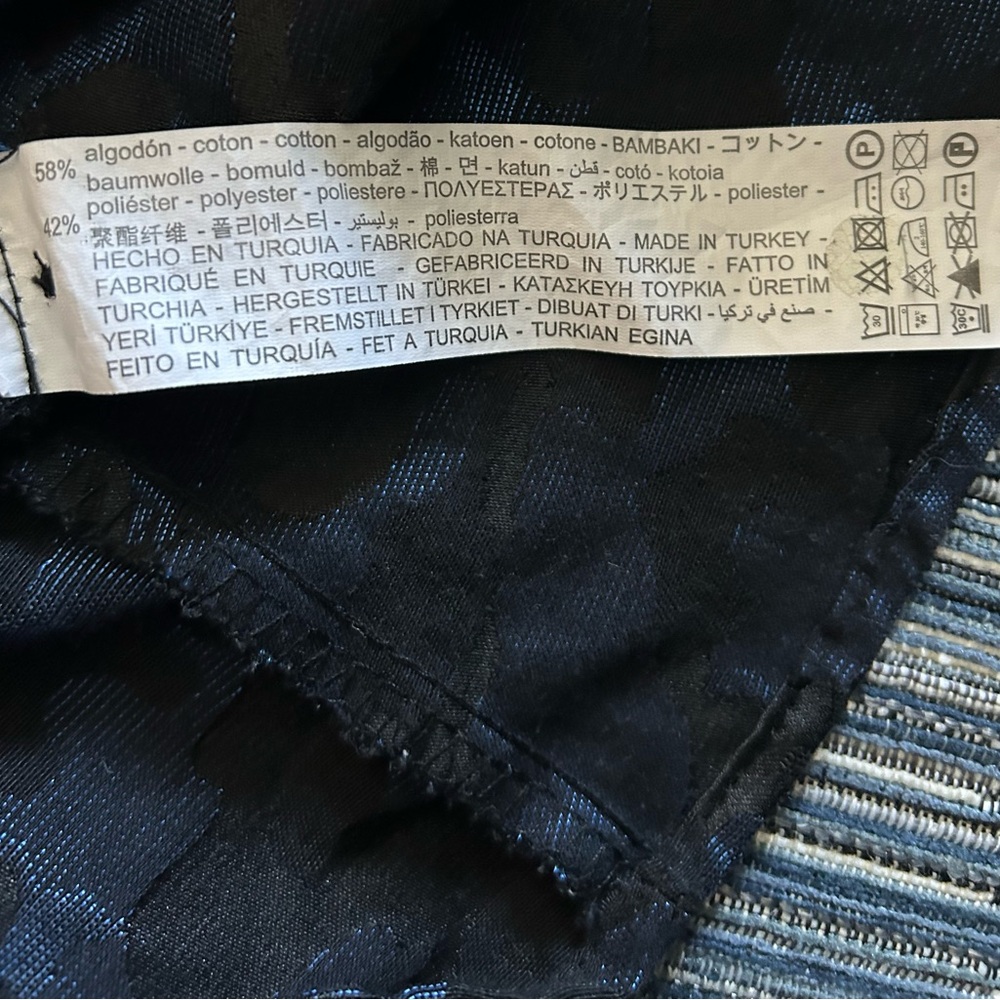 ZARA XS Voluminous Jacquard Metallic Blue Black Camo Swing Dress - Picture 8 of 11